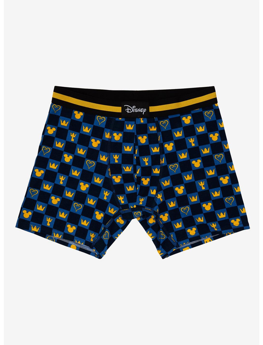 Disney Kingdom Hearts Checkered Icons Boxer Briefs - BoxLunch Exclusive, BLUE, hi-res