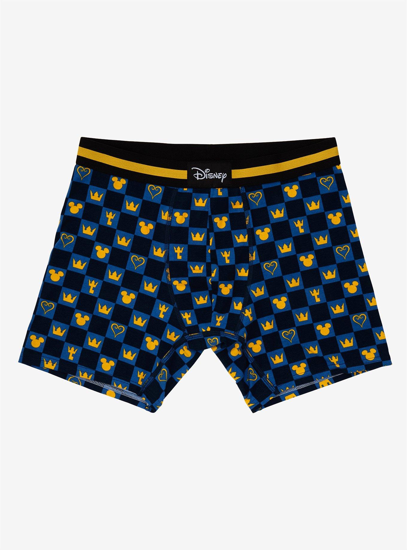 Disney Kingdom Hearts Checkered Icons Boxer Briefs - BoxLunch Exclusive, BLUE, hi-res