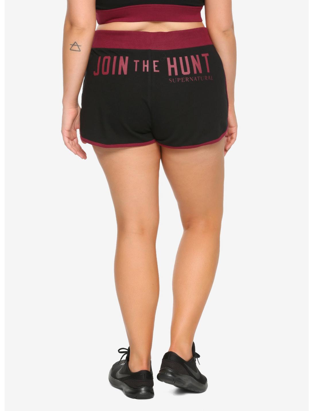 Supernatural Maroon & Black Join The Hunt Girls Soft Shorts Plus Size, BLACK, hi-res
