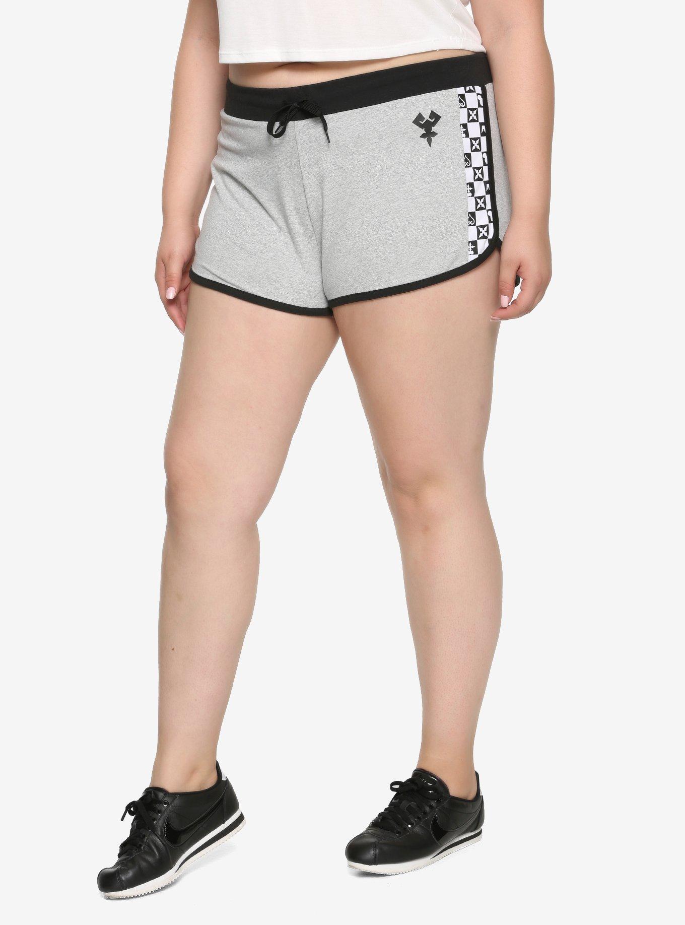Disney Kingdom Hearts III Keyblade Master Symbol Girls Soft Shorts Plus Size Hot Topic Exclusive, GREY, hi-res