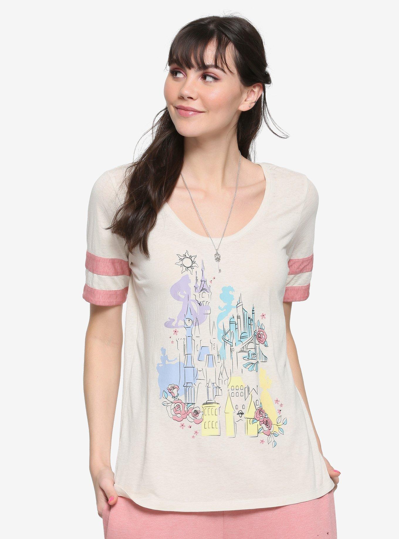 Her Universe Destination Disney Princess Castle Girls Athletic T-Shirt, PINK, hi-res