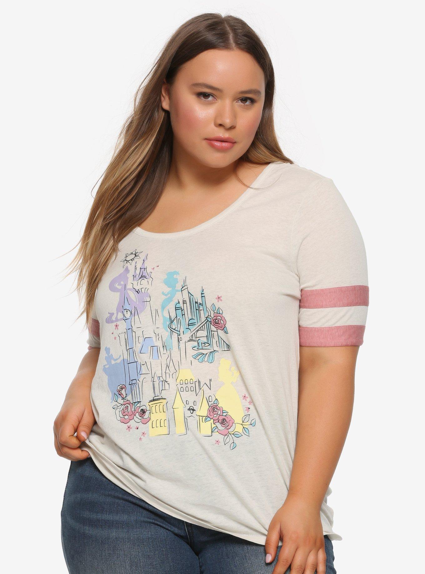 Her Universe Destination Disney Princess Castle Girls Athletic T-Shirt Plus Size, PINK, hi-res