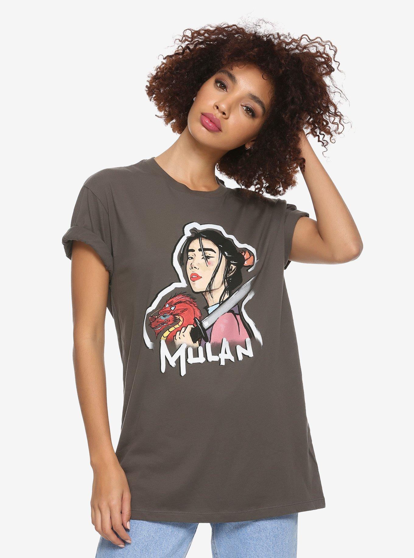 Disney Princess Realistic Mulan Girls Oversized T-Shirt, GREY, hi-res