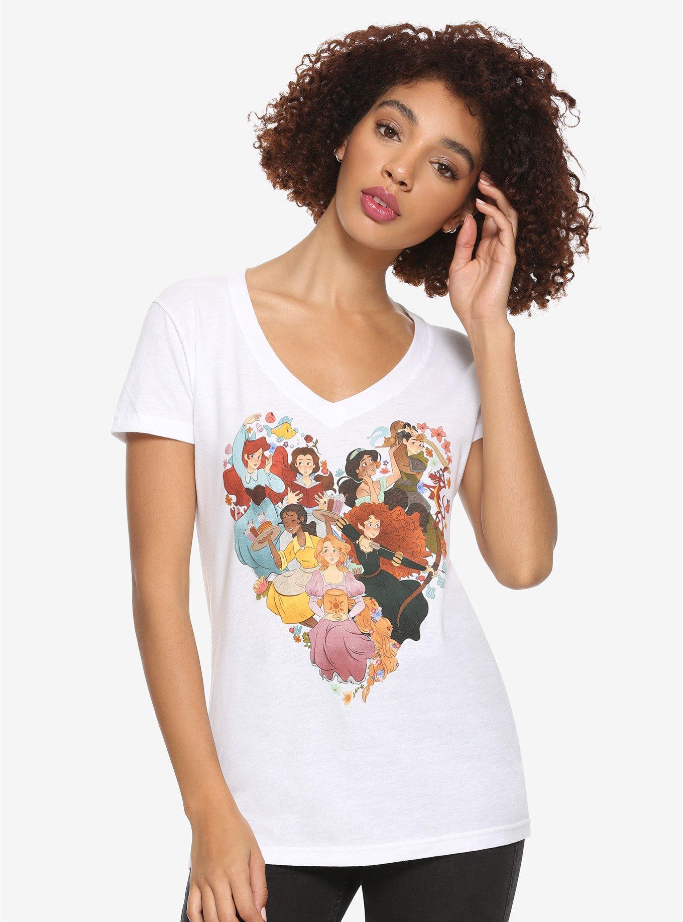 Disney Princess I Heart Princesses V-Neck Girls T-Shirt, MULTI, hi-res