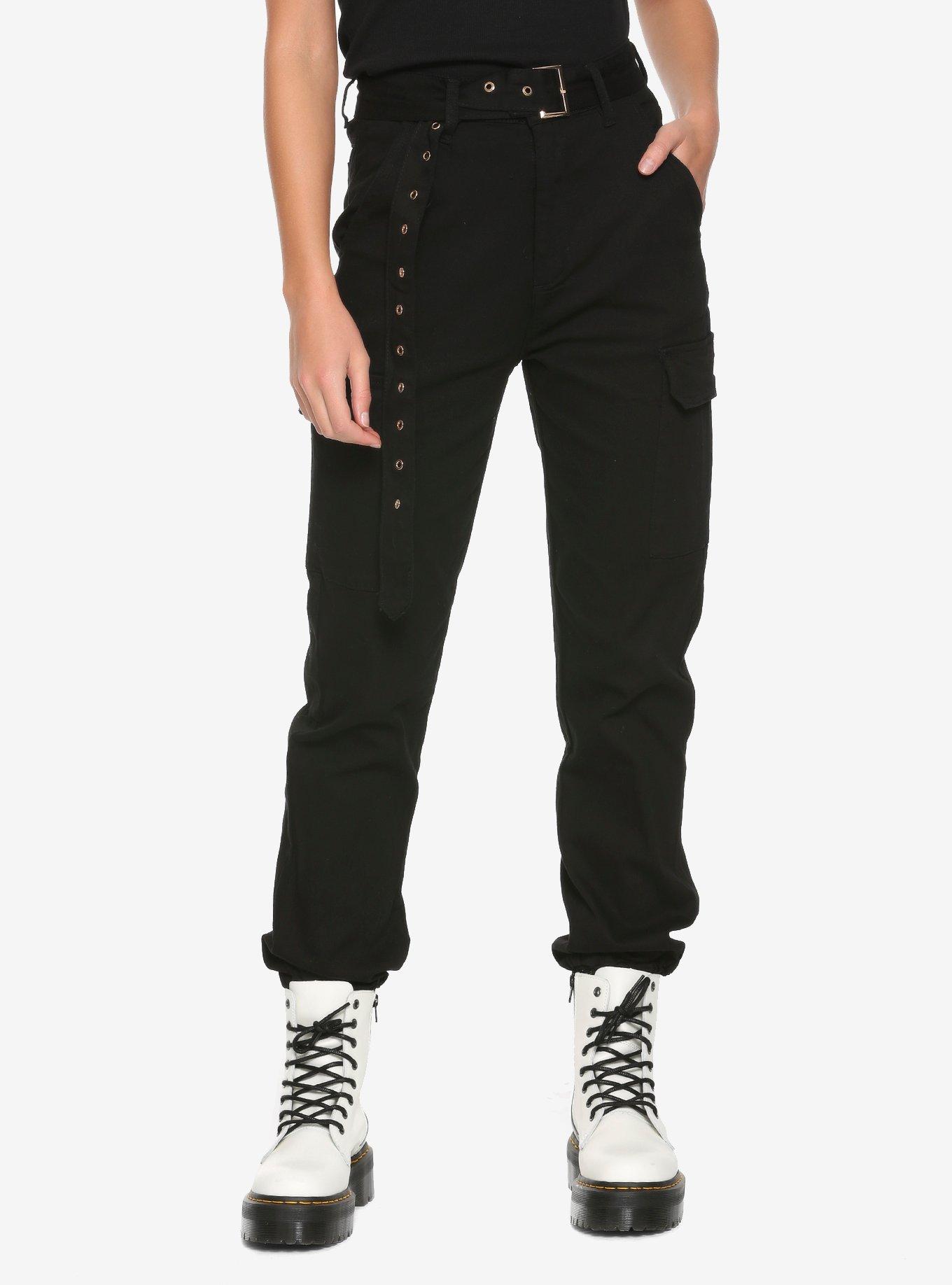 Hot Topic Black Denim Chain Jogger Pants