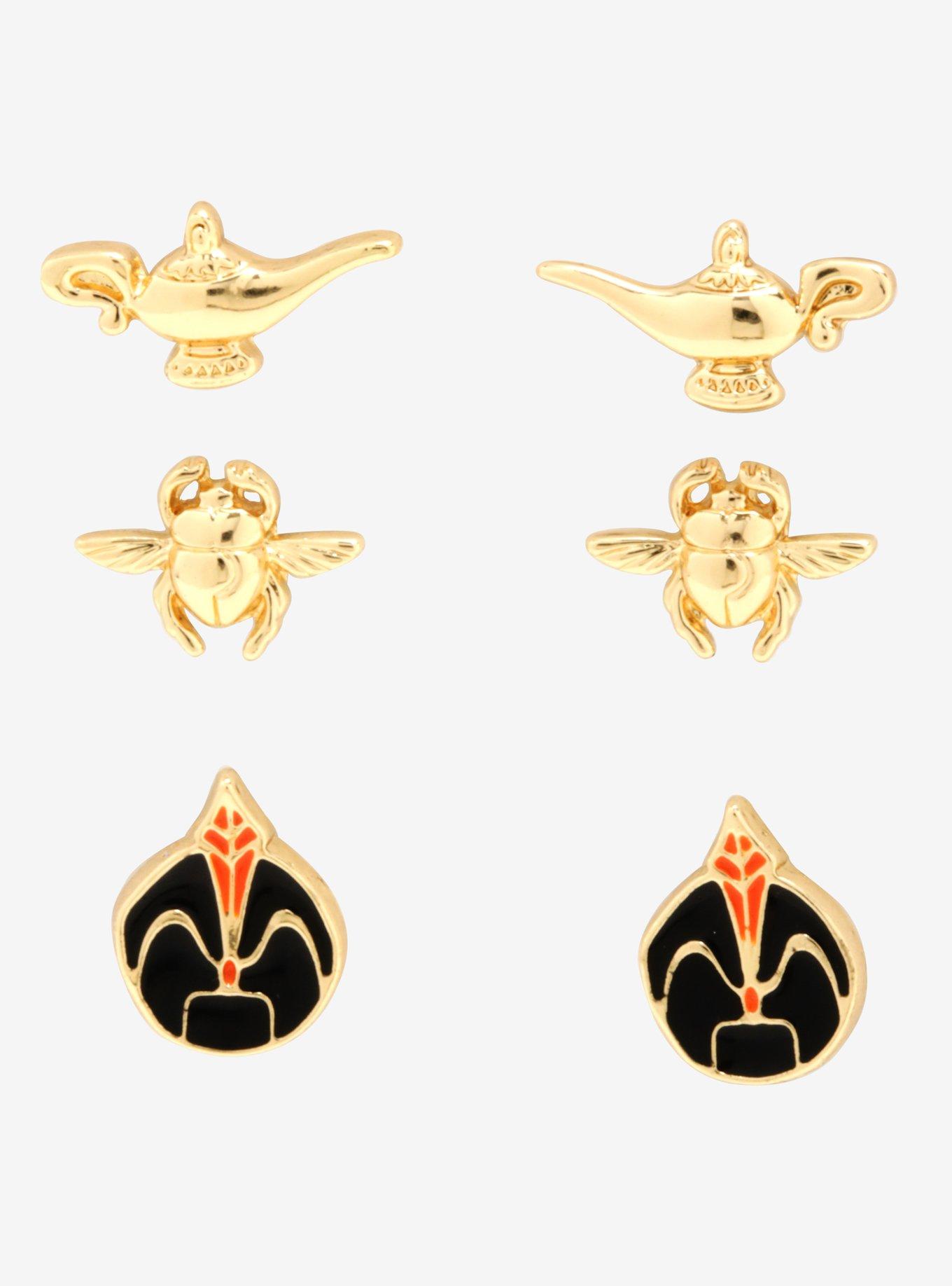 Disney Aladdin Golden Scarab Beetle Earring Set, , hi-res