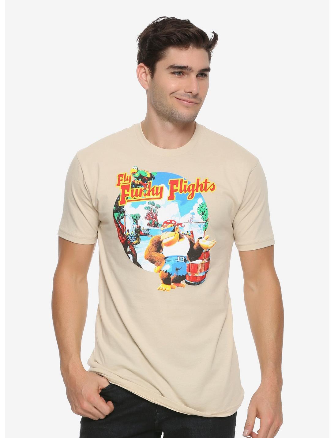 Nintendo Donkey Kong Funky Kong Flights T-Shirt - BoxLunch Exclusive, TAN/BEIGE, hi-res
