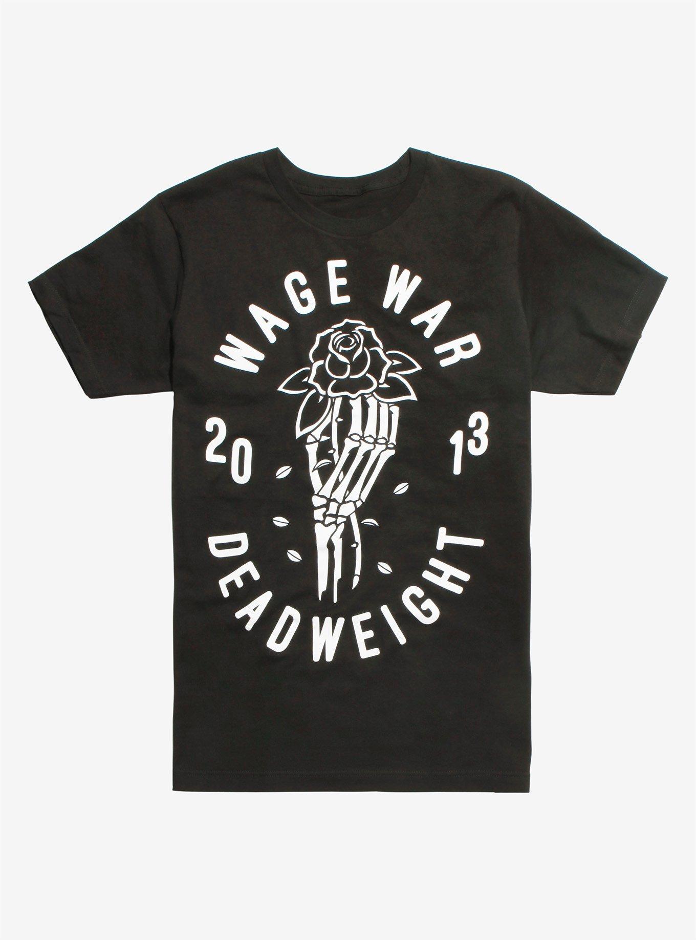 Wage War Rose Skeleton Hand Dead Weight T-Shirt, BLACK, hi-res