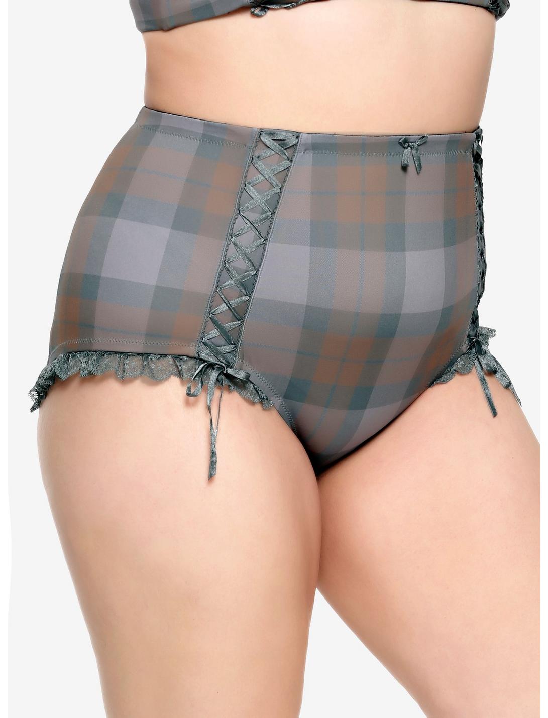Outlander Tartan High-Waist Panty Plus Size Hot Topic Exclusive, GREY, hi-res