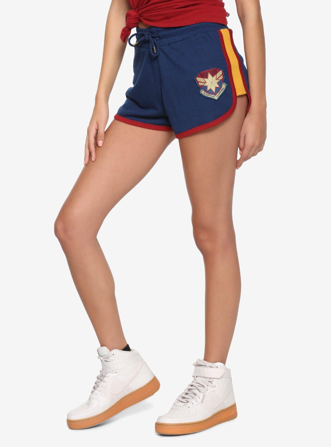 Her Universe Marvel Captain Marvel Girls Soft Shorts, NAVY, hi-res