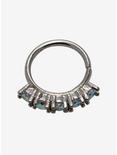 Steel Silver Clear CZ Prong Nose Hoop, MULTI, hi-res
