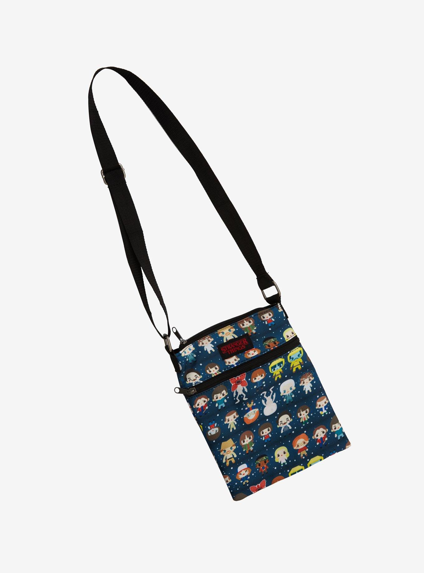 Stranger Things Chibi Character Print Passport Crossbody Bag, , hi-res