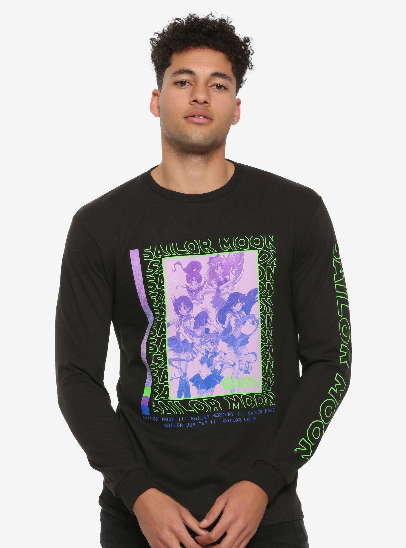 Sailor Moon Neon Long Sleeve T-Shirt - BoxLunch Exclusive, BLACK, hi-res