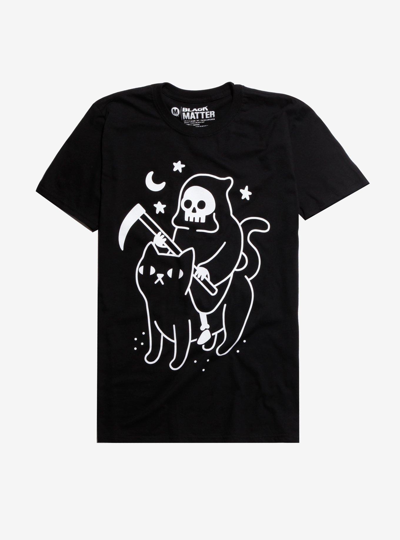 Death Rides A Black Cat T-Shirt By Obinsun, BLACK, hi-res