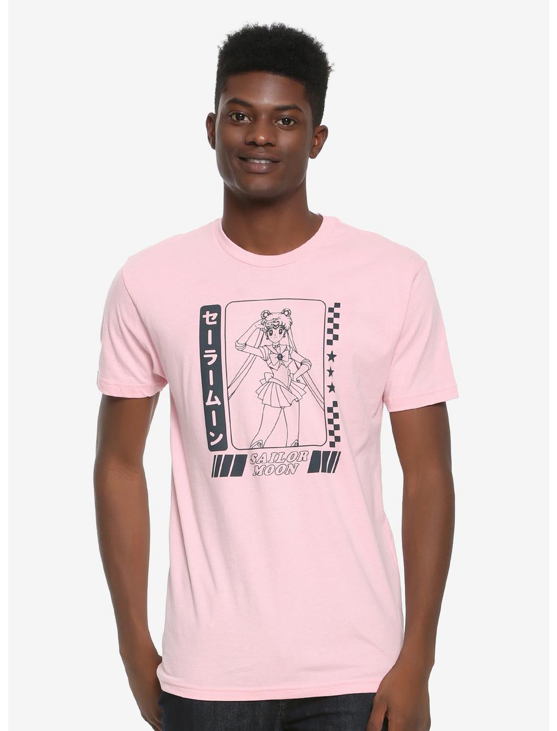 Sailor Moon Stars & Checkers T-Shirt - BoxLunch Exclusive, PINK, hi-res