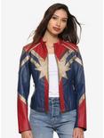 Her Universe Marvel Captain Marvel Star Girls Faux Leather Jacket, RED, hi-res