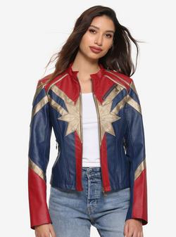 Details about   Women's Captain Marvel Slimfit High Quality Marvel Costume Faux Leather Jacket 