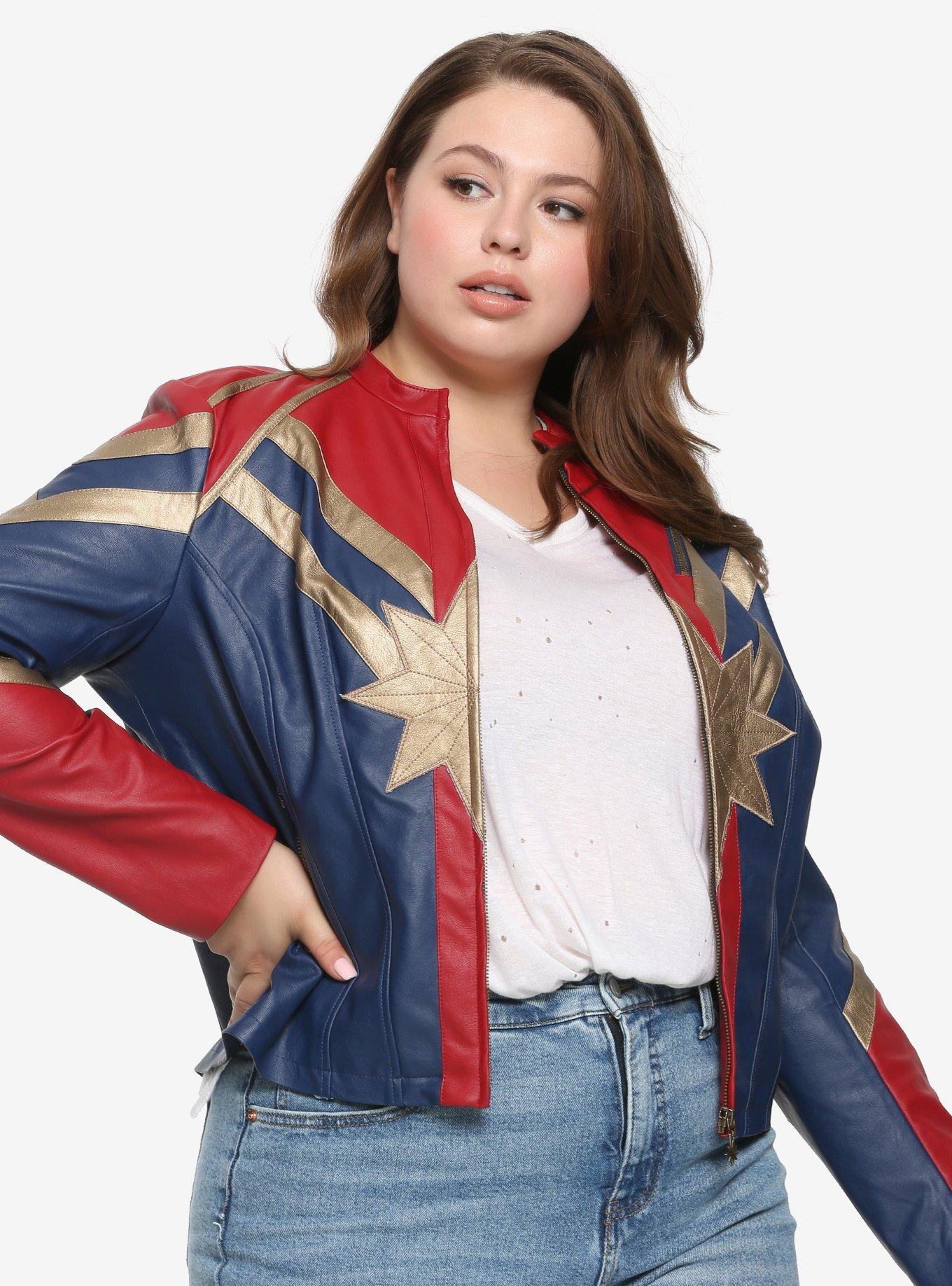 Her Universe Marvel Captain Marvel Star Girls Faux Leather Jacket Plus Size