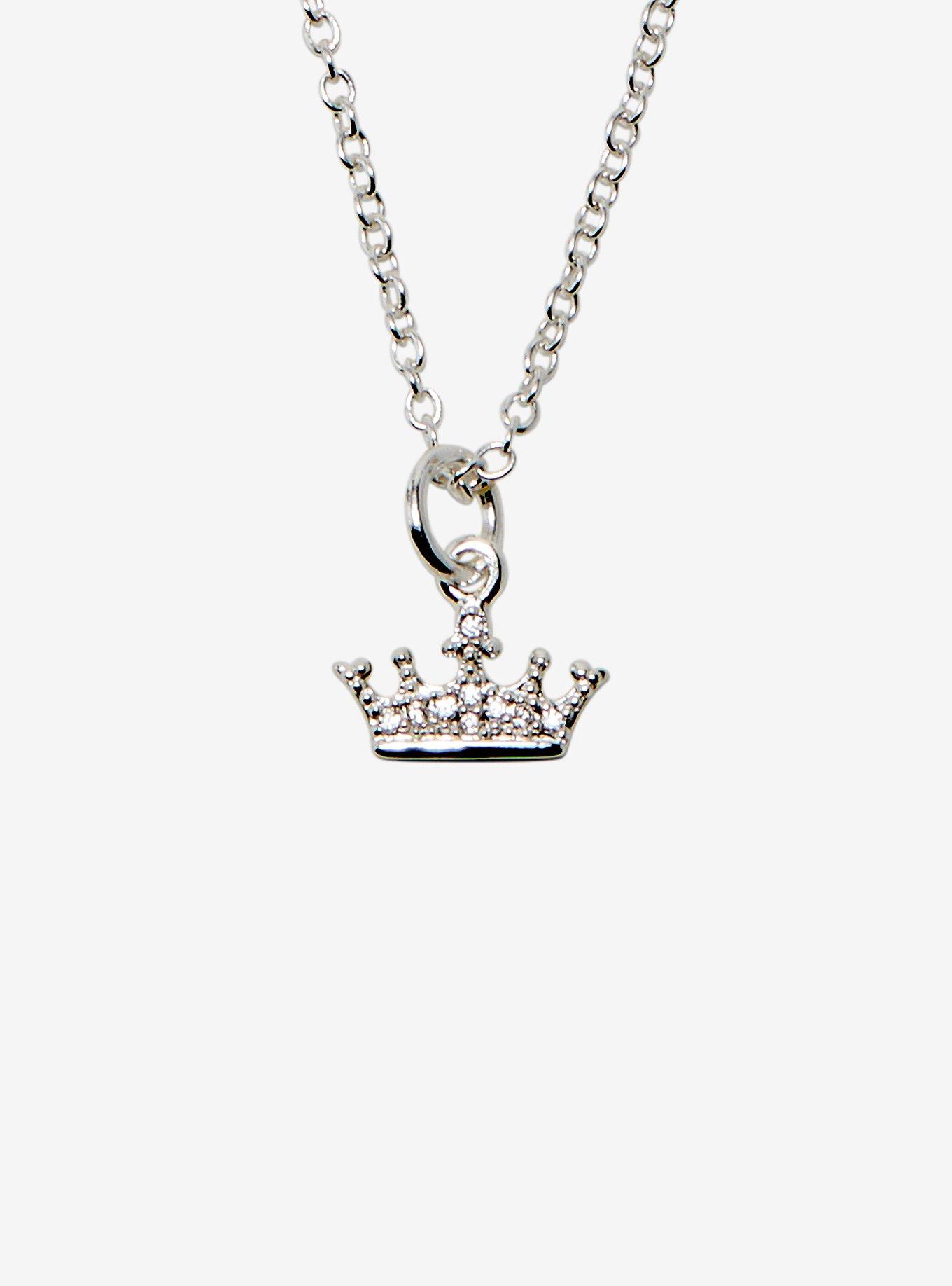Disney Sleeping Beauty Aurora Crown Silhouette Dainty Charm Necklace, , hi-res