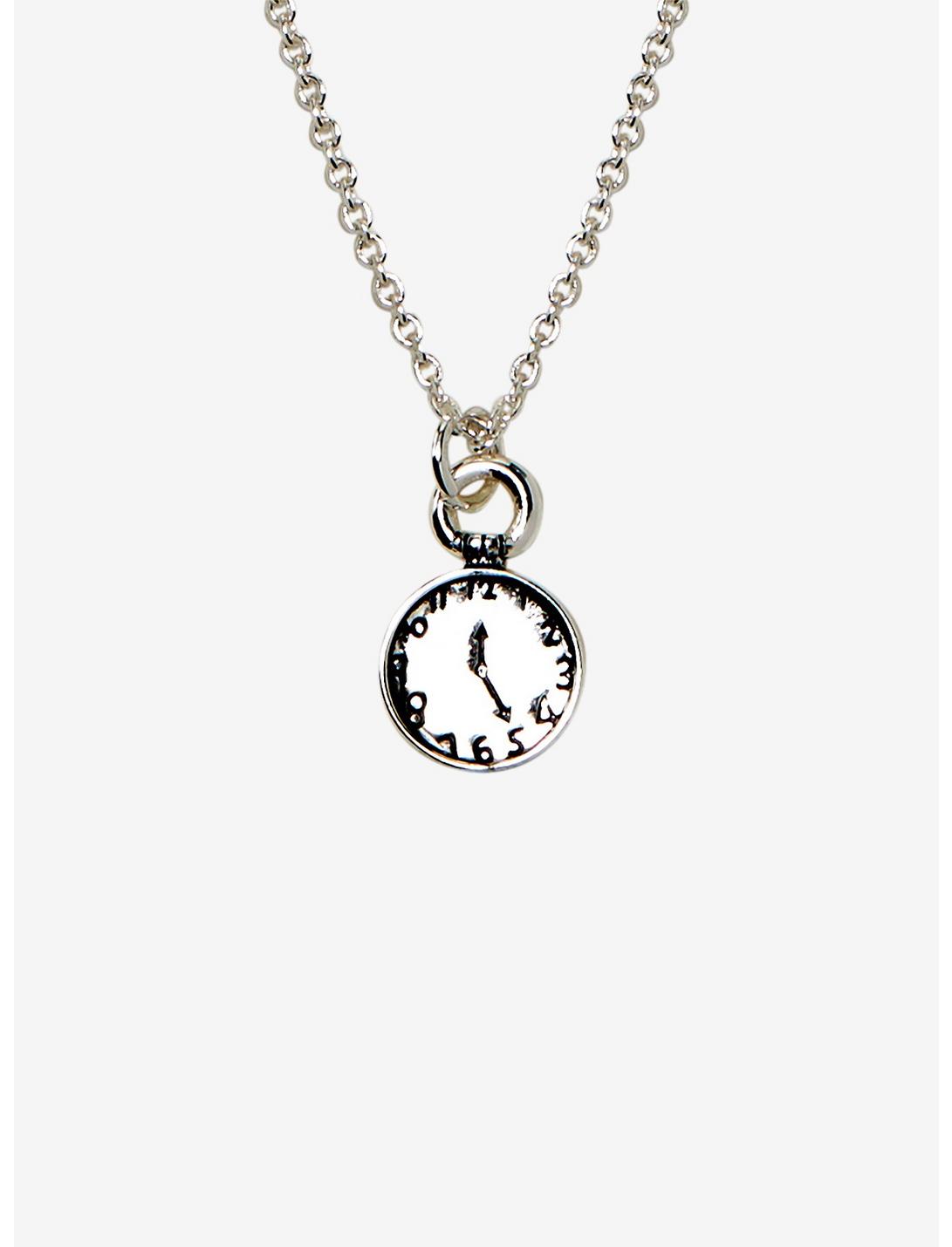 Disney Alice In Wonderland Clock Dainty Charm Necklace, , hi-res