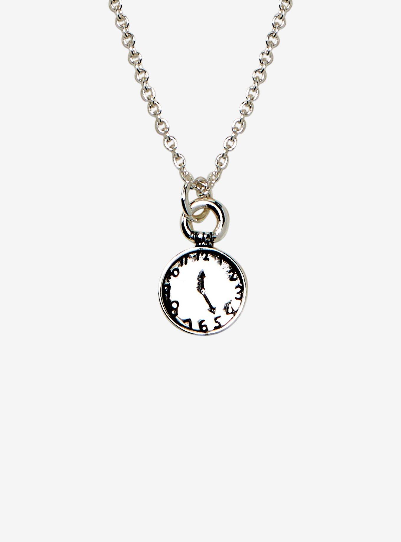 Disney Alice In Wonderland Clock Dainty Charm Necklace, , hi-res