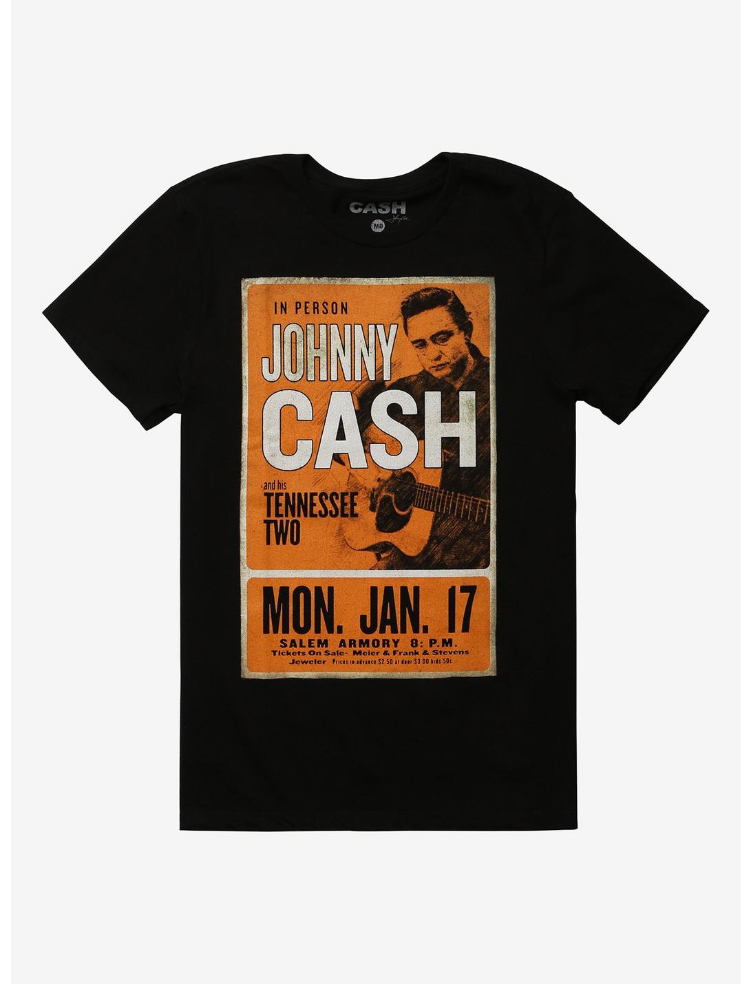 Johnny Cash Orange Flyer T-Shirt, BLACK, hi-res