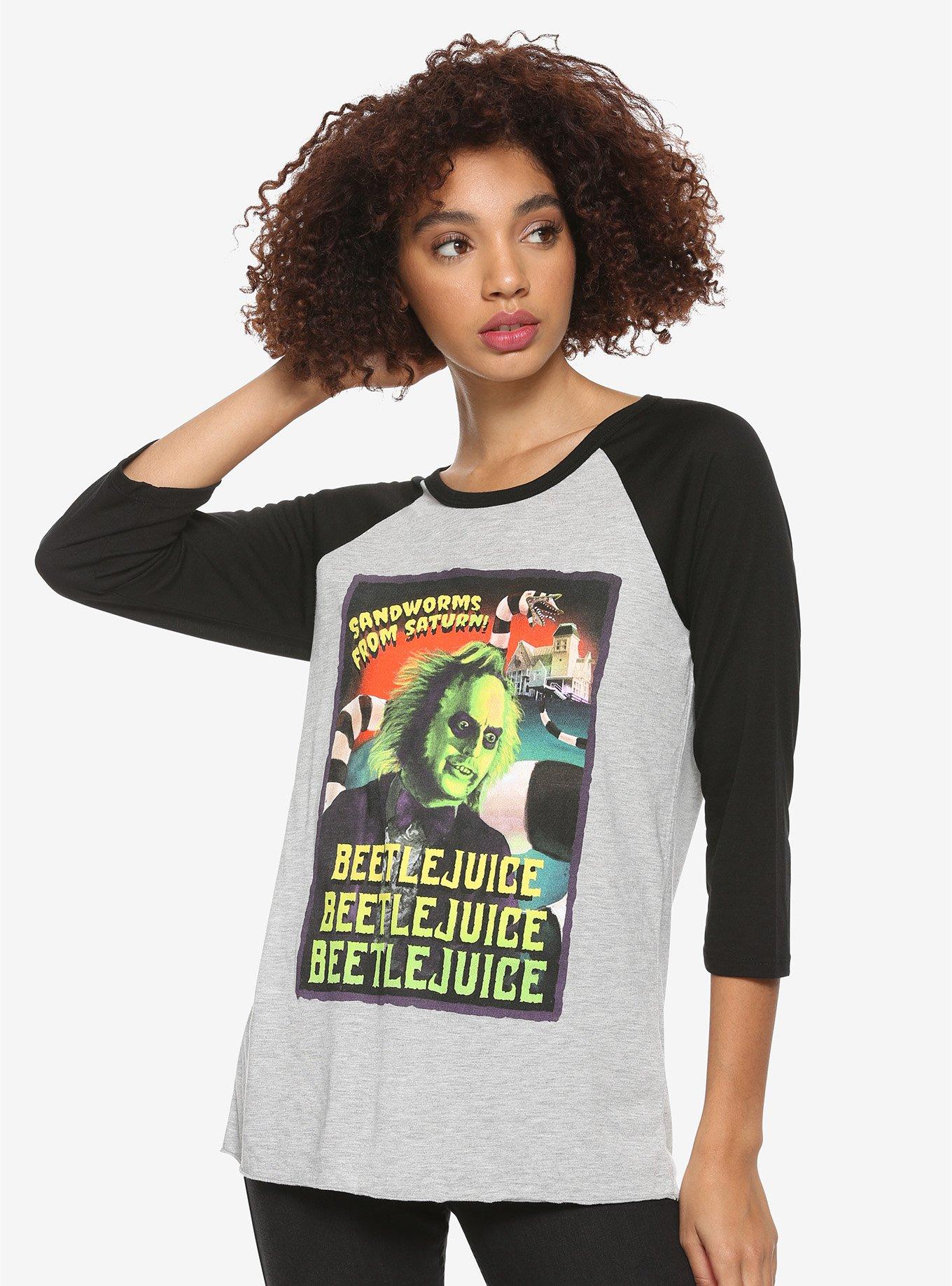 Beetlejuice Sandworms From Saturn Poster Girls Raglan, BLACK, hi-res