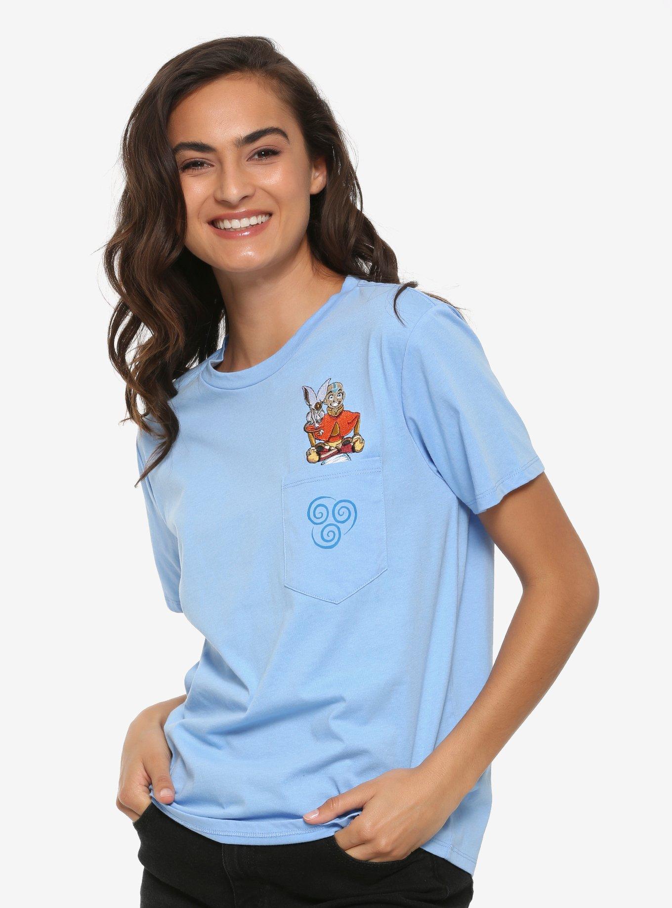 Avatar: The Last Airbender Aang & Momo Pocket Womens T-Shirt - BoxLunch Exclusive, BLUE, hi-res