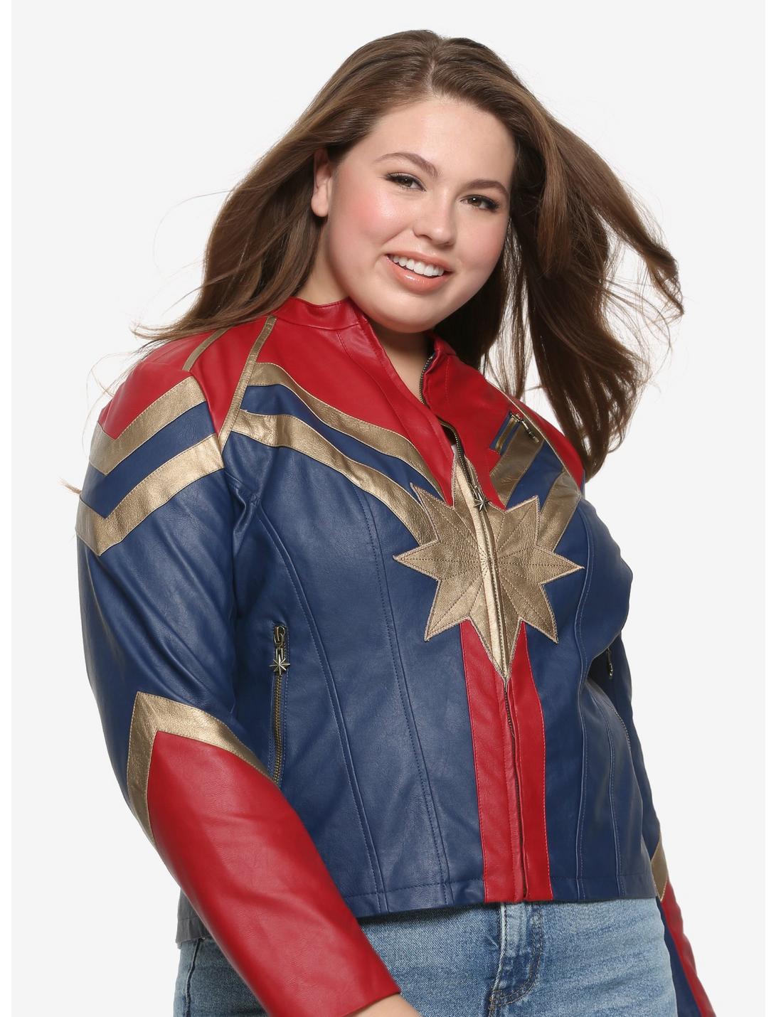 Marvel Captain Marvel Star Faux Leather Jacket Plus Size, MULTI, hi-res