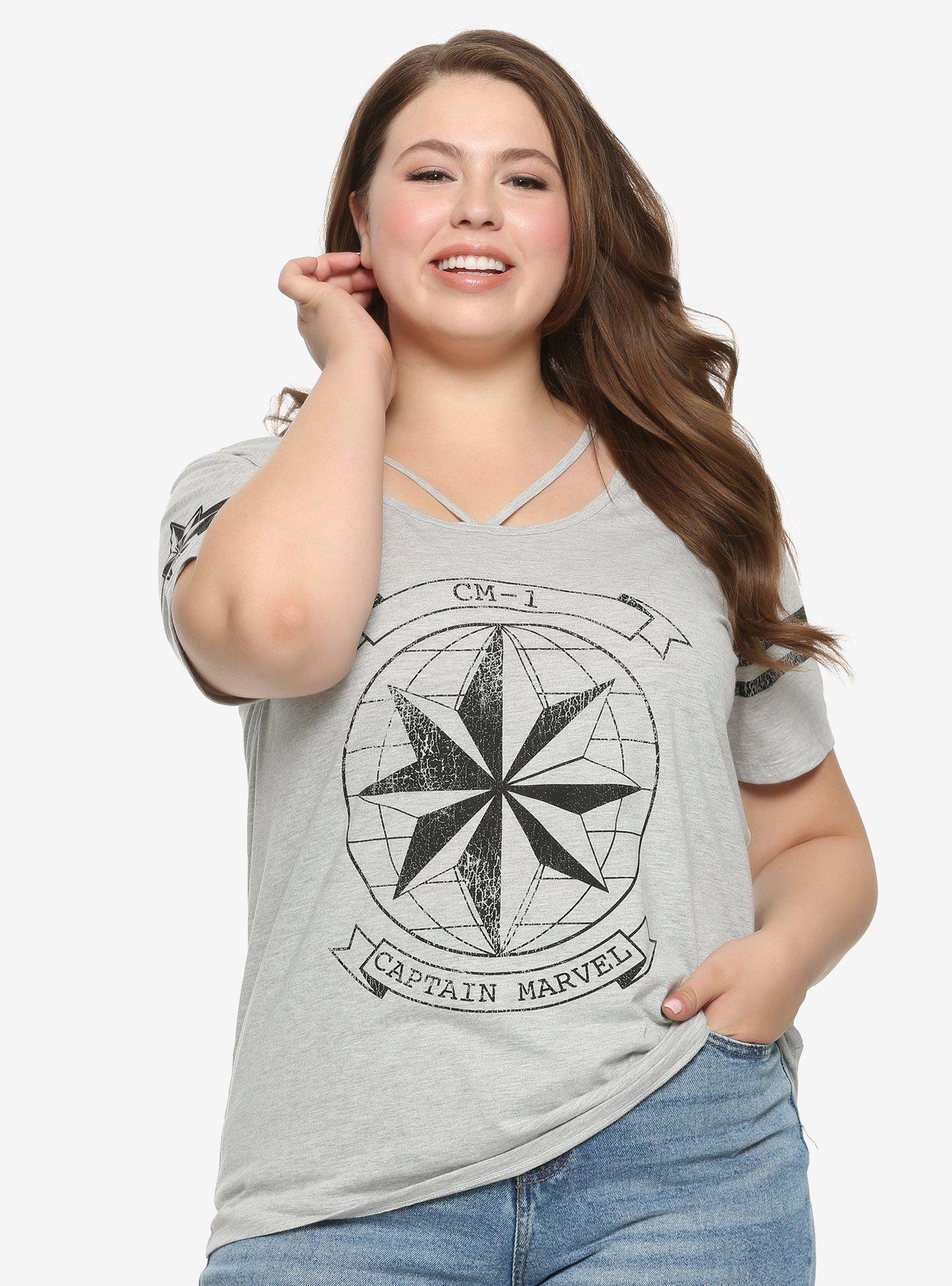 Captain marvel t shirt plus size on sale