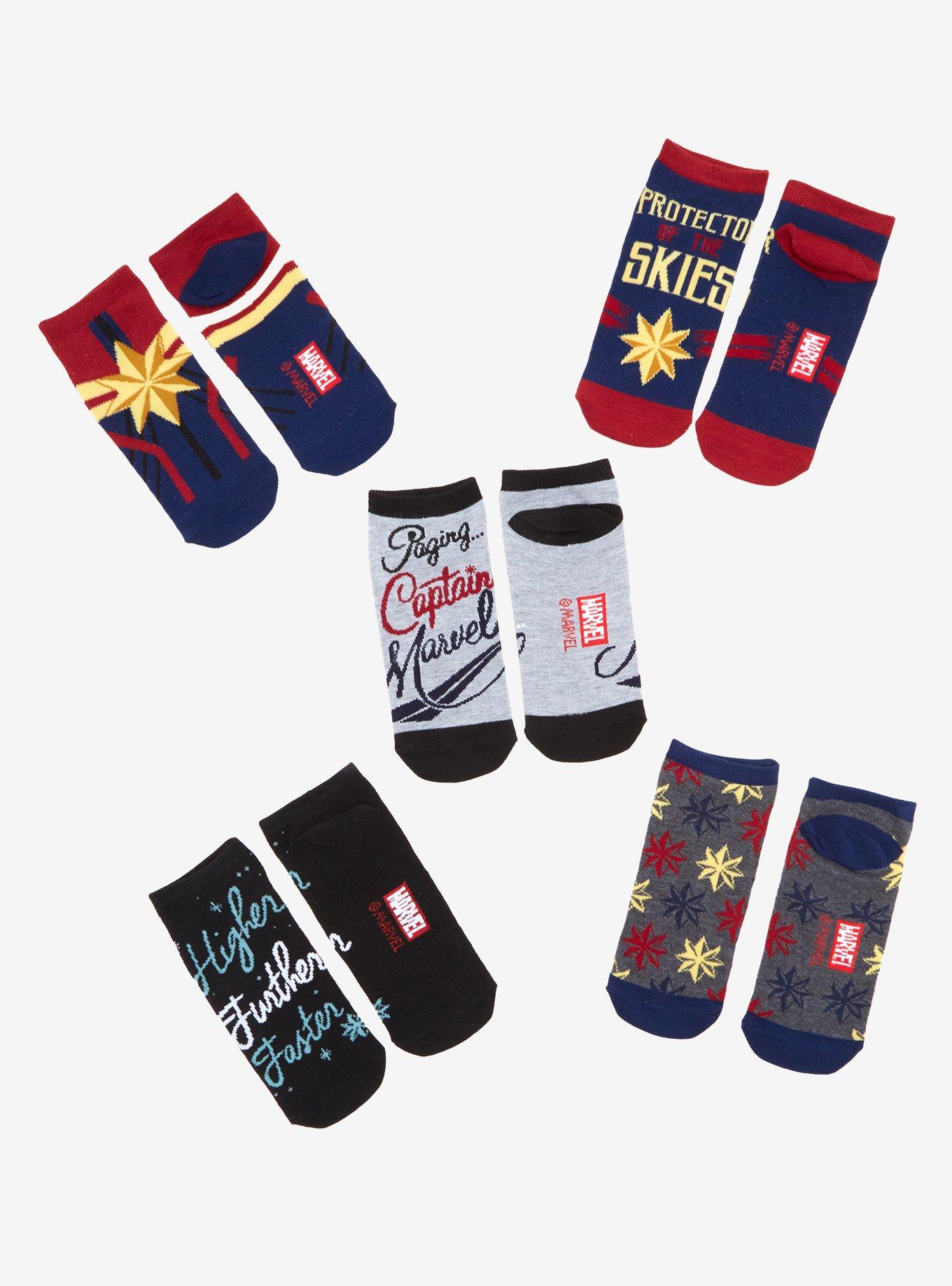 Marvel Captain Marvel No-Show Socks 5 Pair, , hi-res