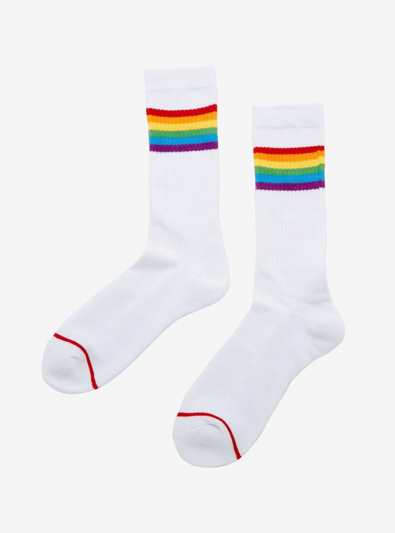Rainbow Striped Varsity Crew Socks Hot Topic