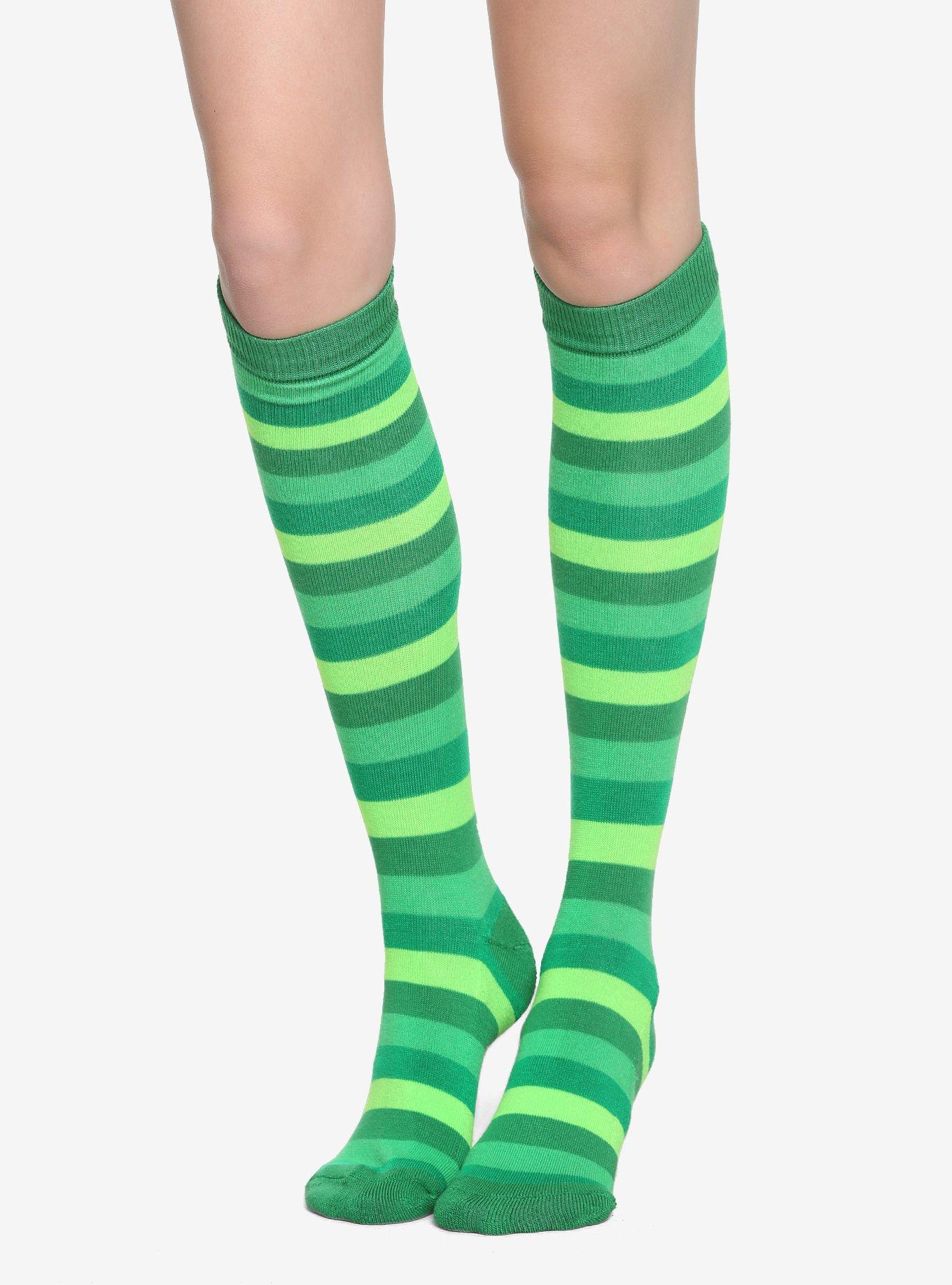 Green Striped KneeHigh Socks Hot Topic