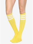 Yellow & White Cushioned Knee-High Crew Socks, , hi-res