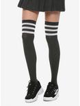 Grey & White Varsity Stripe Over-The-Knee Socks, , hi-res
