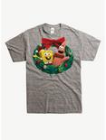 SpongeBob SquarePants Christmas Wreath T-Shirt, HEATHER GREY, hi-res