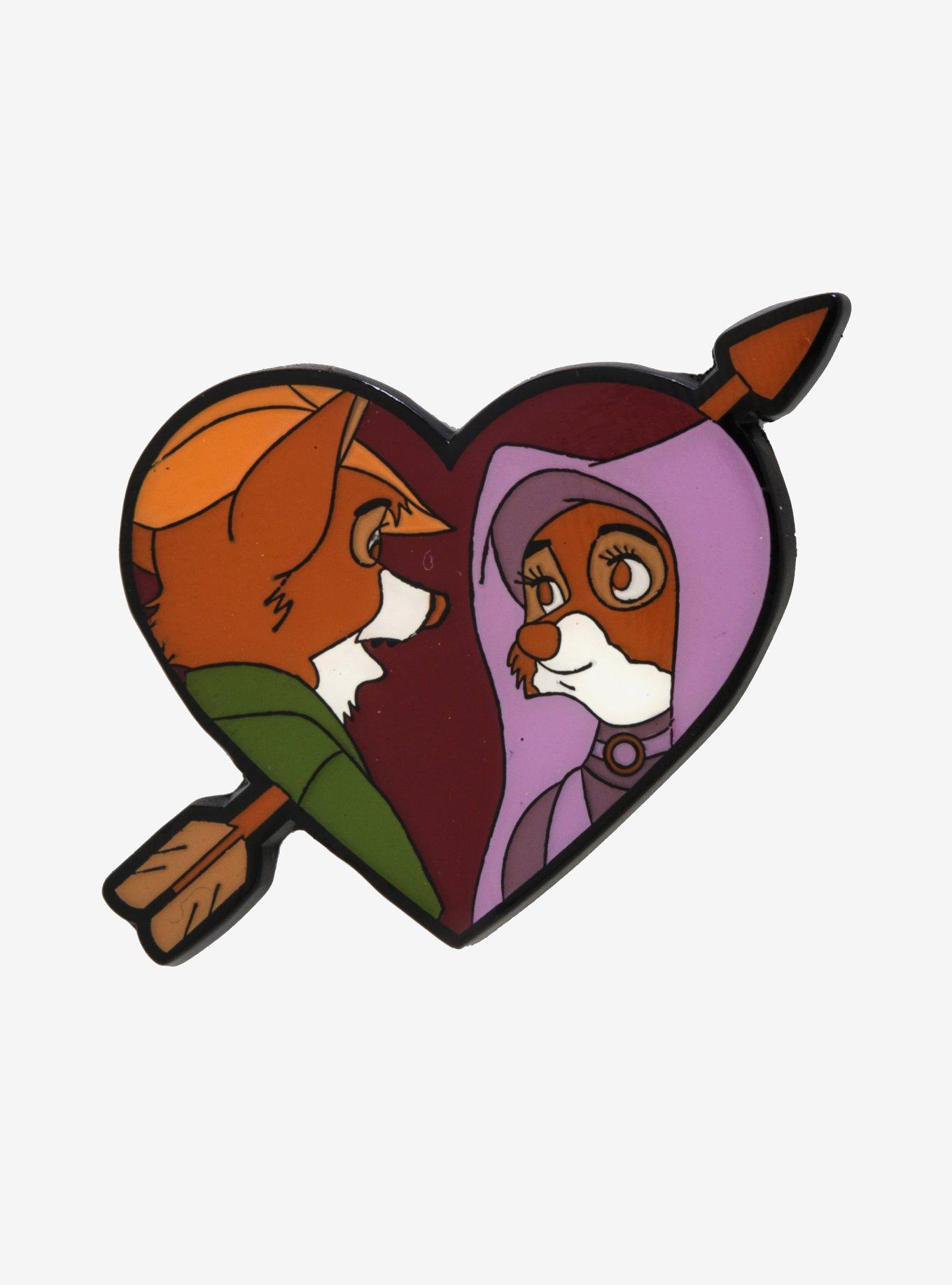 Disney Robin Hood Robin & Maid Marian Heart Enamel Pin - BoxLunch Exclusive, , hi-res