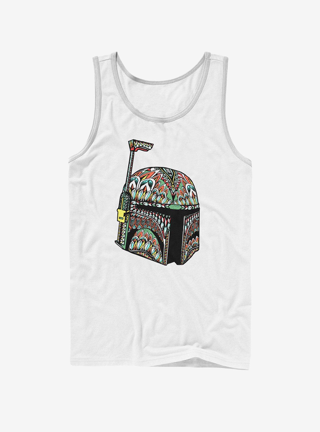 Star Wars Tribal Print Boba Fett Helmet Tank, WHITE, hi-res