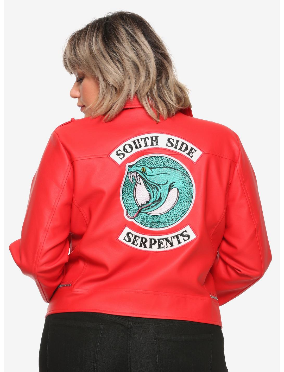 Riverdale Cheryl Southside Serpents Faux Leather Red Girls Jacket Plus Size Hot Topic Exclusive, RED, hi-res