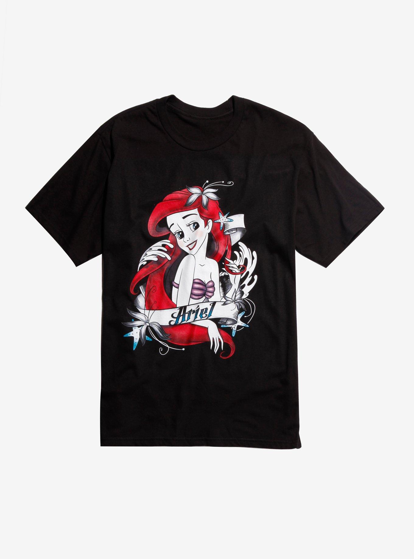 Disney The Little Mermaid Ariel Tattoo T-Shirt, BLACK, hi-res