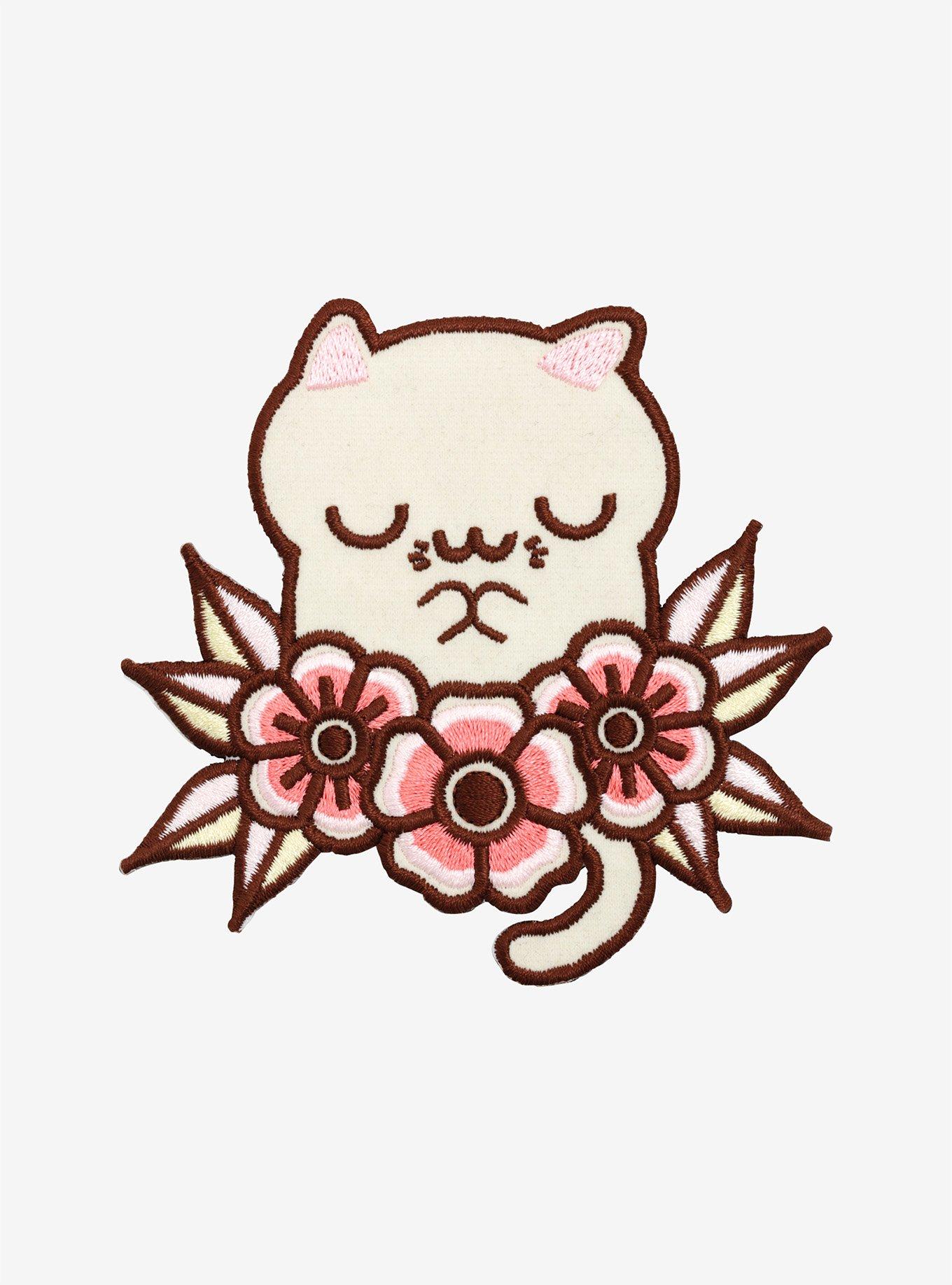 Kawaii Kitty Floral Velvet Patch, , hi-res