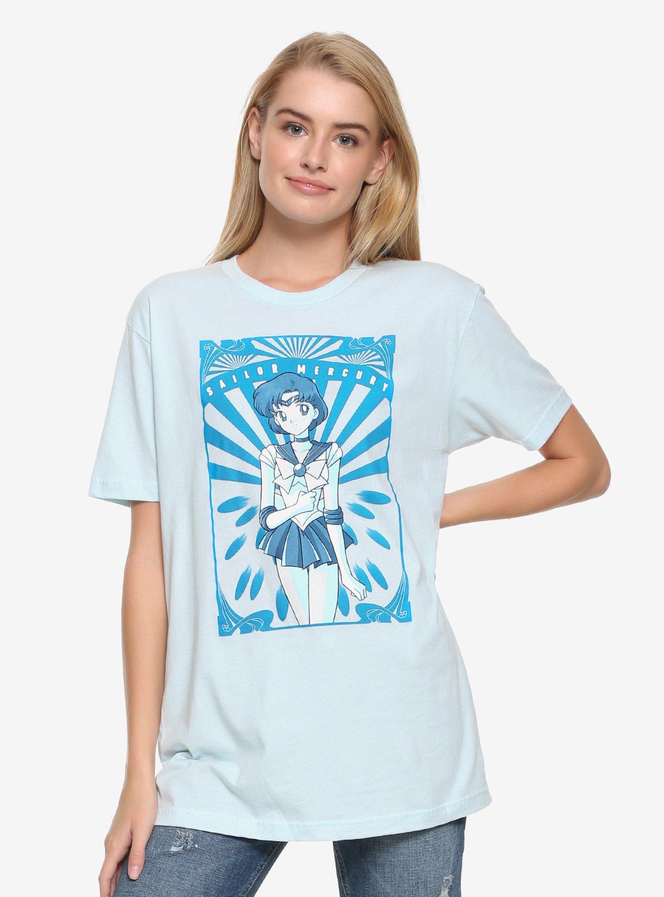 Sailor Moon Sailor Mercury Tonal Blue Womens T-Shirt - BoxLunch Exclusive, BLUE, hi-res
