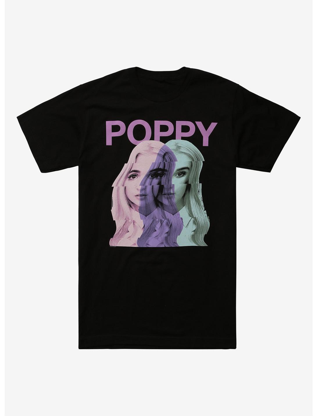 Poppy Pastel Warped Photo T-Shirt, BLACK, hi-res