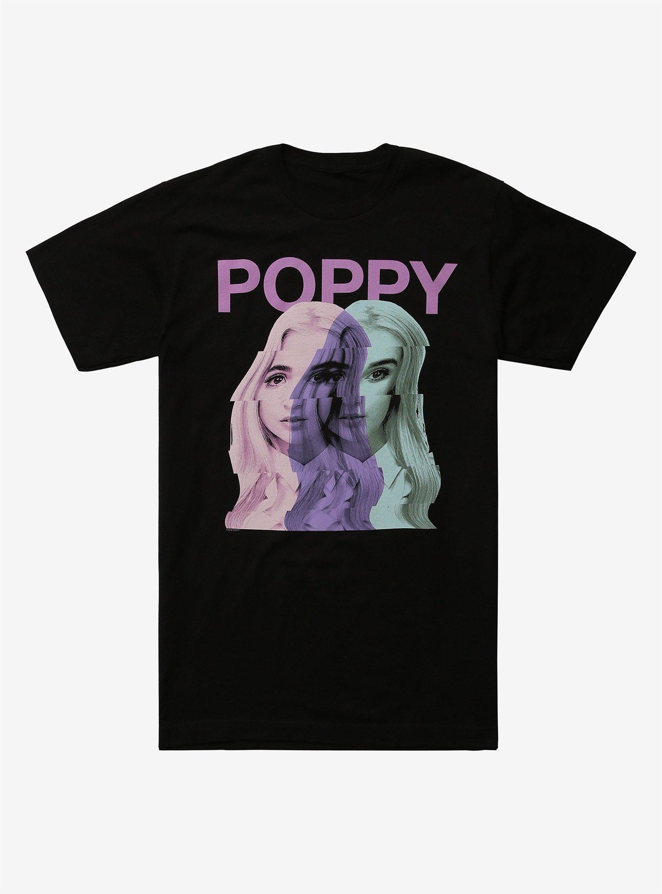 Poppy Pastel Warped Photo T-Shirt, BLACK, hi-res