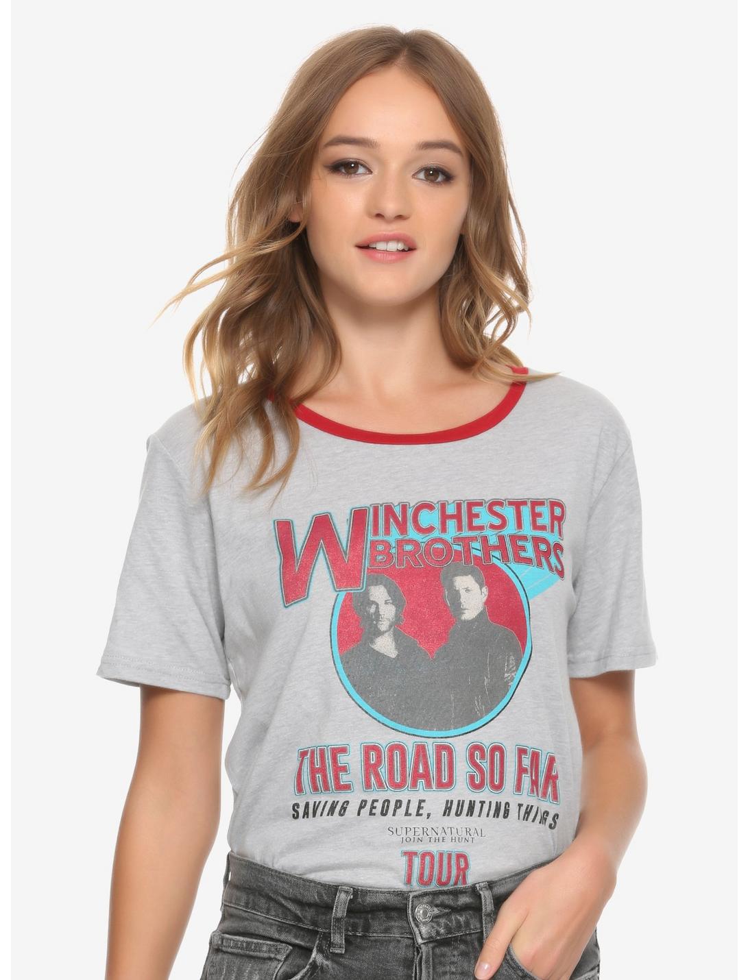 Supernatural The Road So Far Tour Girls Ringer T-Shirt, RED, hi-res