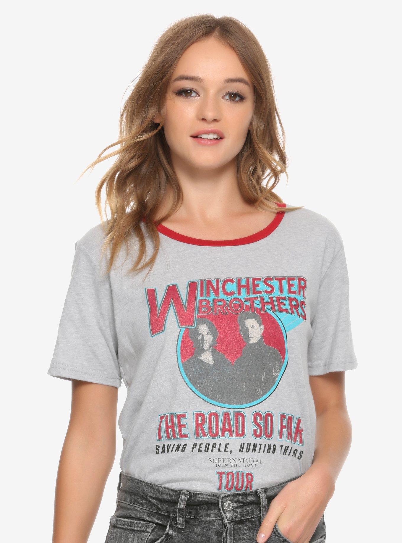 Supernatural The Road So Far Tour Girls Ringer T-Shirt, RED, hi-res