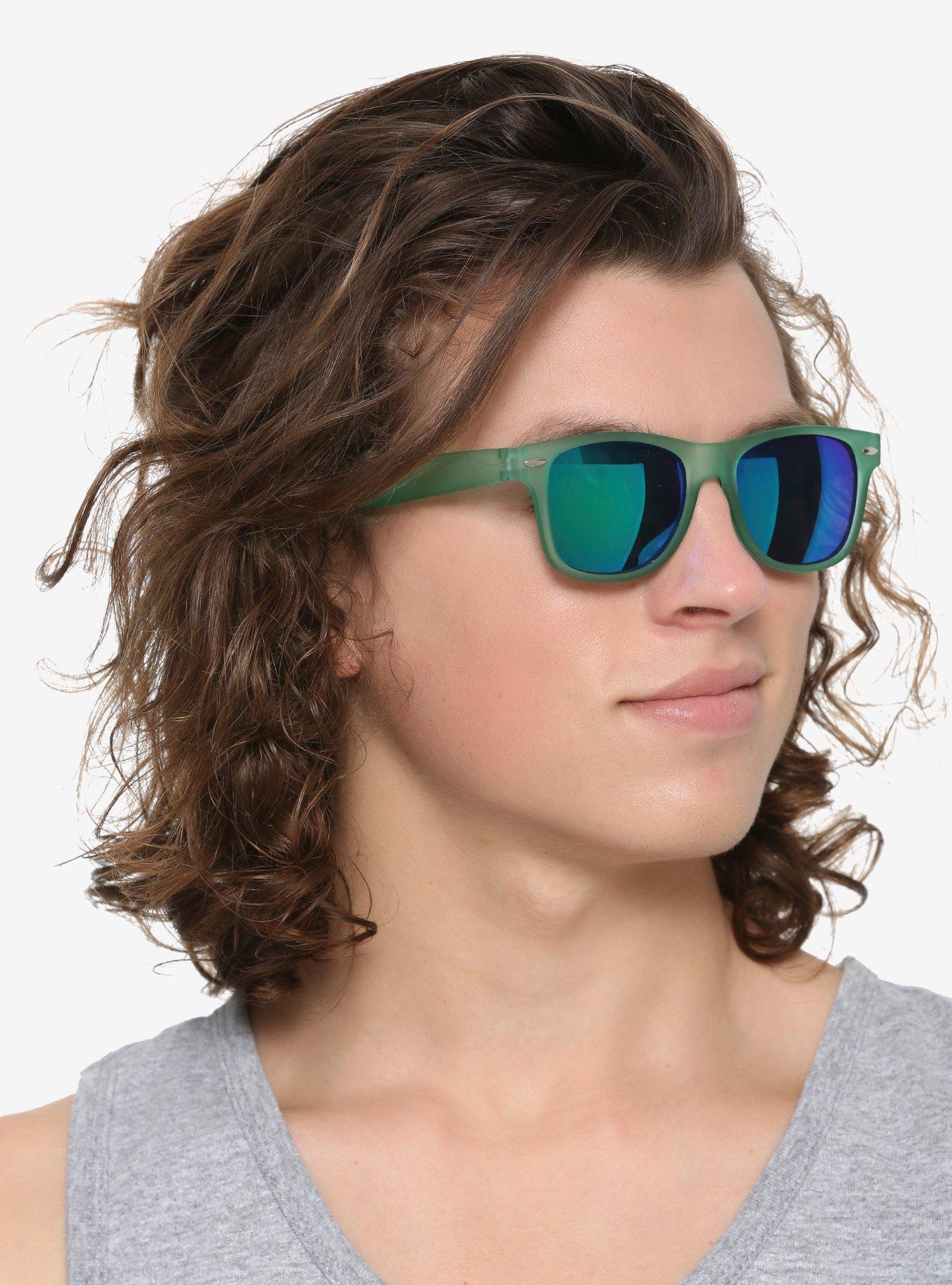 Frosted Green Retro Sunglasses Hot Topic