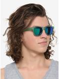 Frosted Green Retro Sunglasses, , hi-res