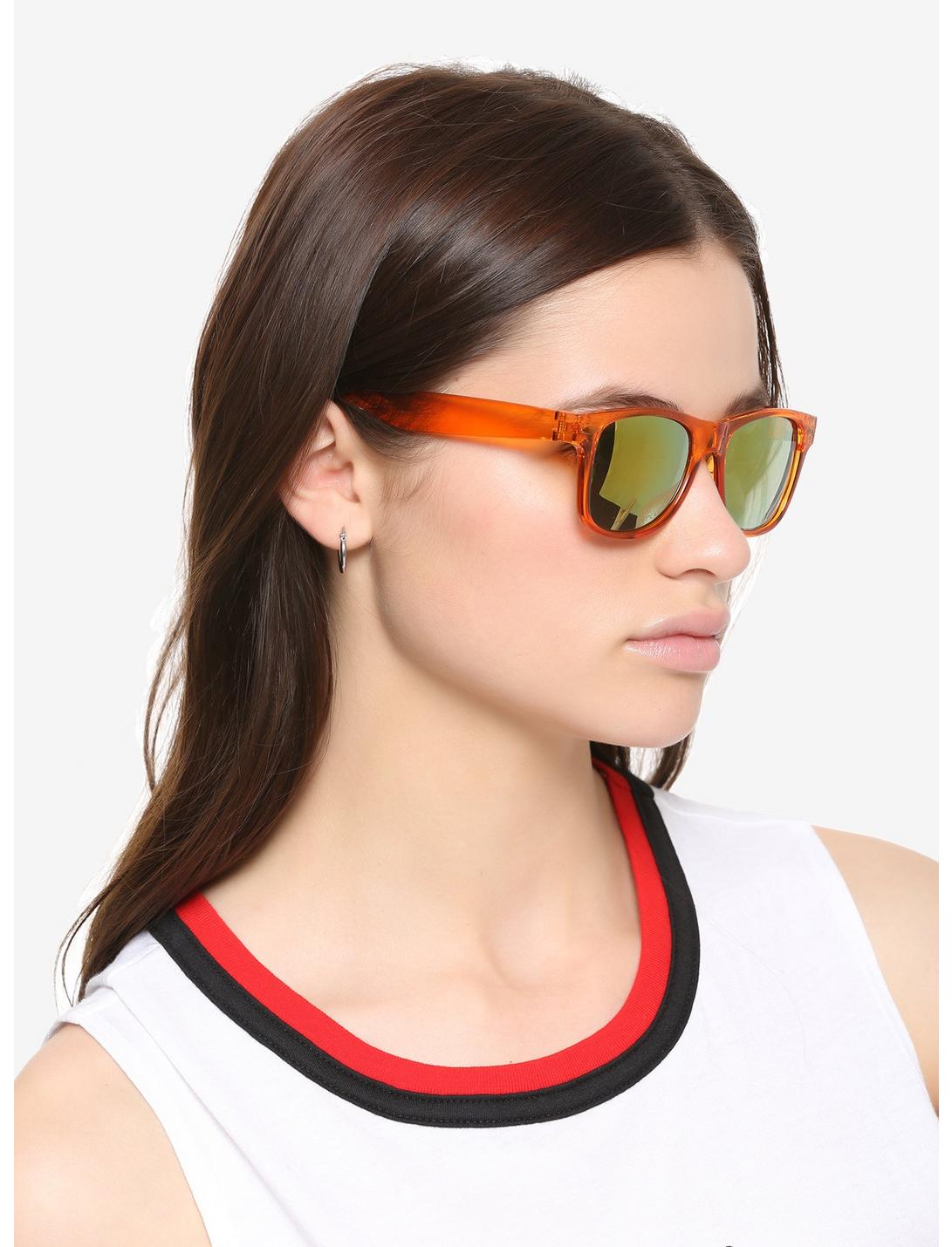Orange Clear Retro Sunglasses, , hi-res