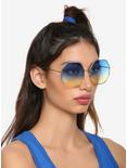 Octagonal Blue Yellow Ombre Sunglasses, , hi-res